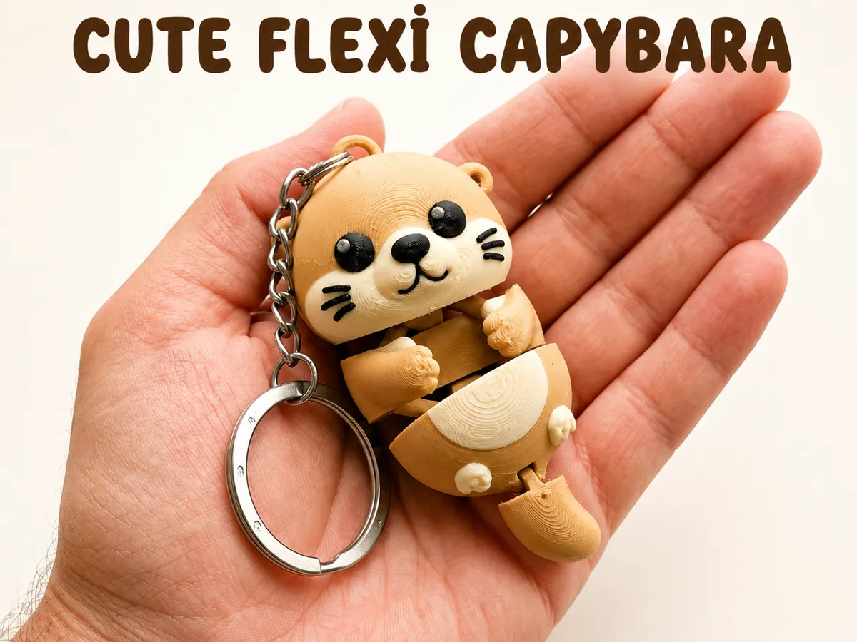 Cute Flexi Capybara Keychain - Flexi & Articulated Keychains, in stock