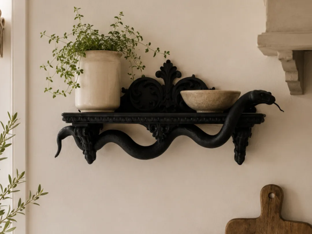 Gothic Snake Wall Shelf, Baroque Serpent Decor - Floating & Wall Shelves, in stock in India