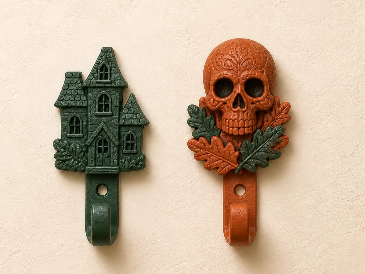 Halloween Wall Hooks, Haunted House & Skull Set - Character Wall Hooks, in stock