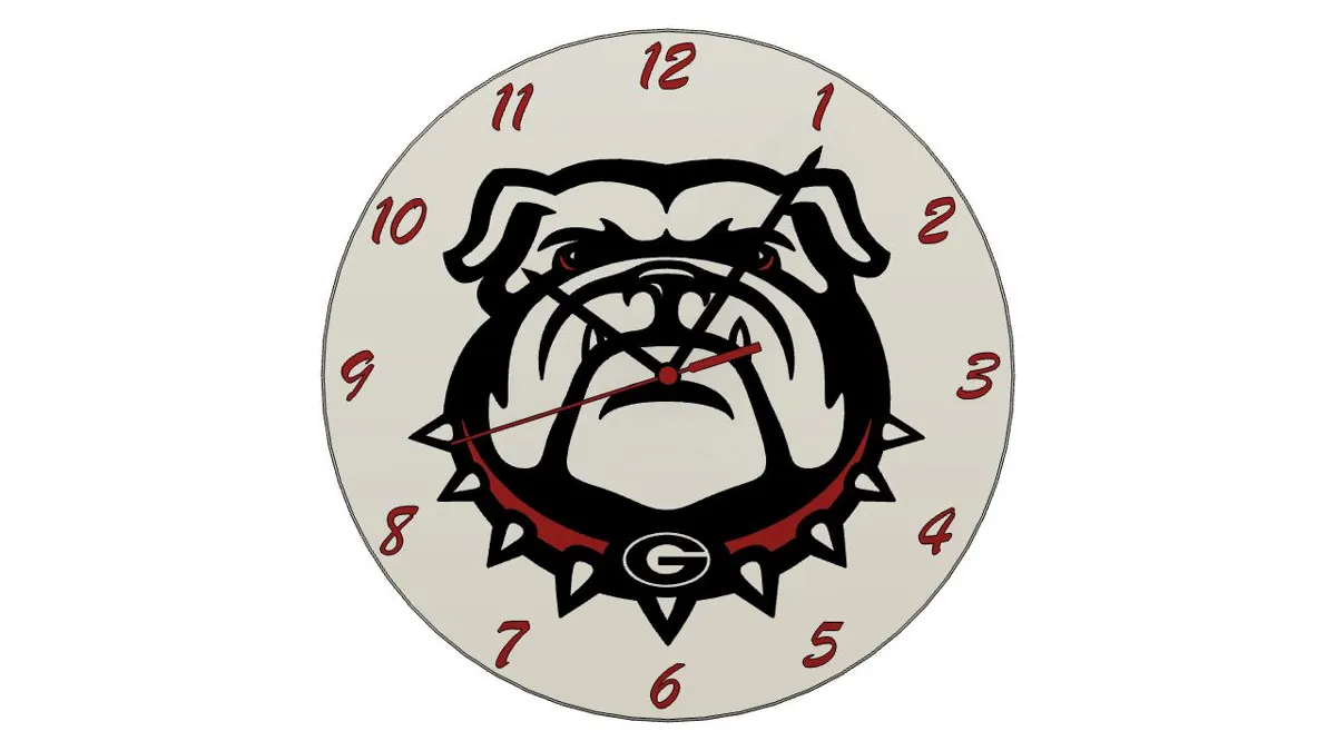 Georgia Bulldogs Logo Clock, photo 3 of 4 - Georgia Bulldogs Logo Clock Home Decor Items
