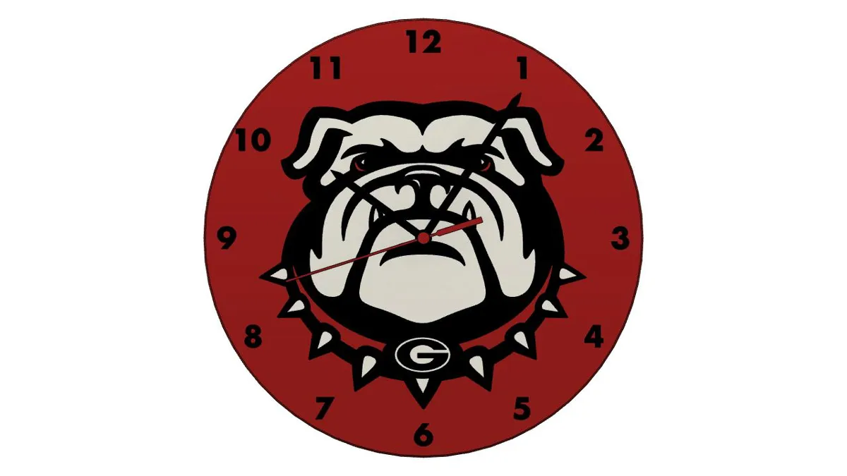 Georgia Bulldogs Logo Clock, photo 4 of 4 - Georgia Bulldogs Logo Clock Home Decor Items