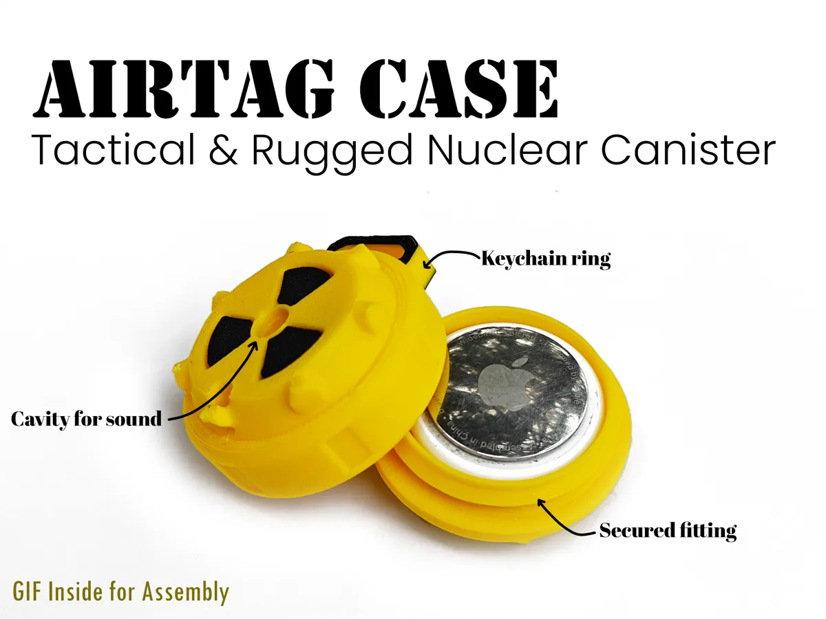 Rugged Airtag Case Keychain Nuclear Canister - Tool & EDC Keychains, in stock