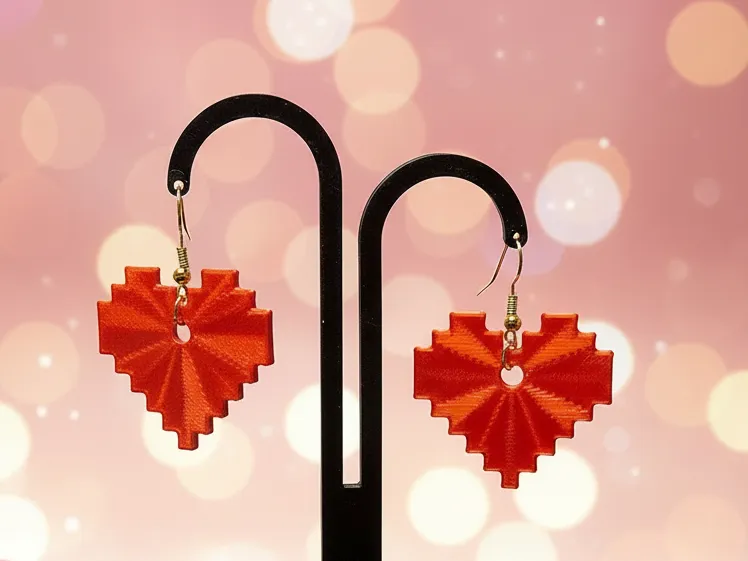 Pixel Heart Earrings - Tiny Bits of Love
