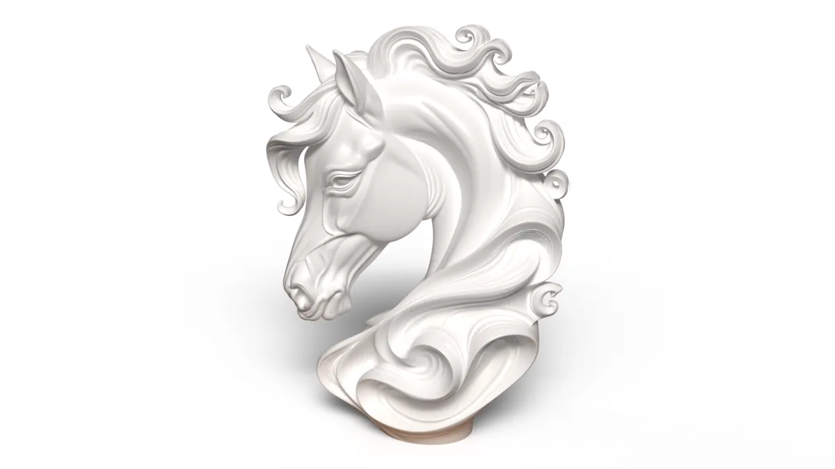 Majestic Horse Bust Sculpture, Modern Desk Art, photo 3 of 4 - Majestic Horse Bust Sculpture, Modern Desk Art Desk & Office