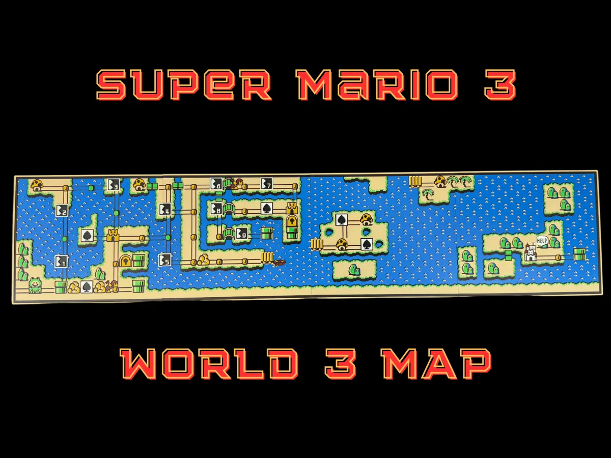 Super Mario 3 - World 3 Map - Multi-Panel 225x200 - Photo Art & Lithophanes, in stock in India