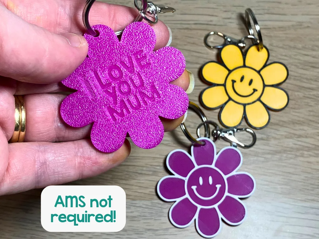 Happy Flower Keyring, "I Love You Mum"