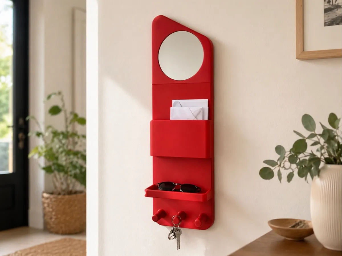 Entryway Wall Organizer with Mirror