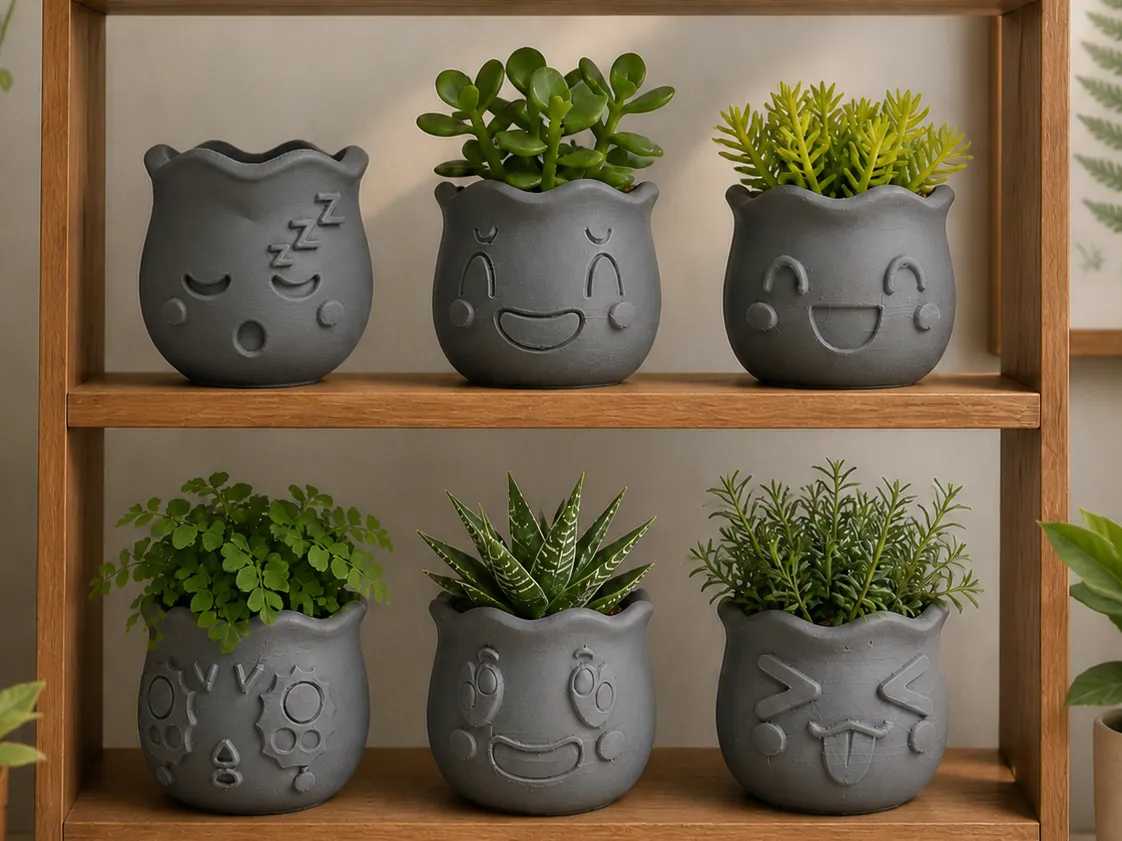Cute Face Emoji Planters | Succulent Pots