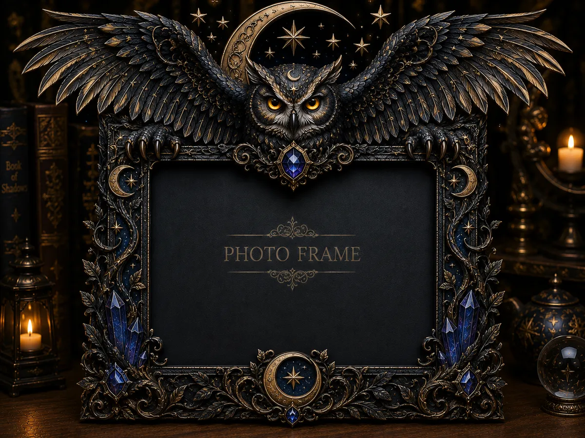 Mystic Moon Owl Photo Frame (15x10 cm)