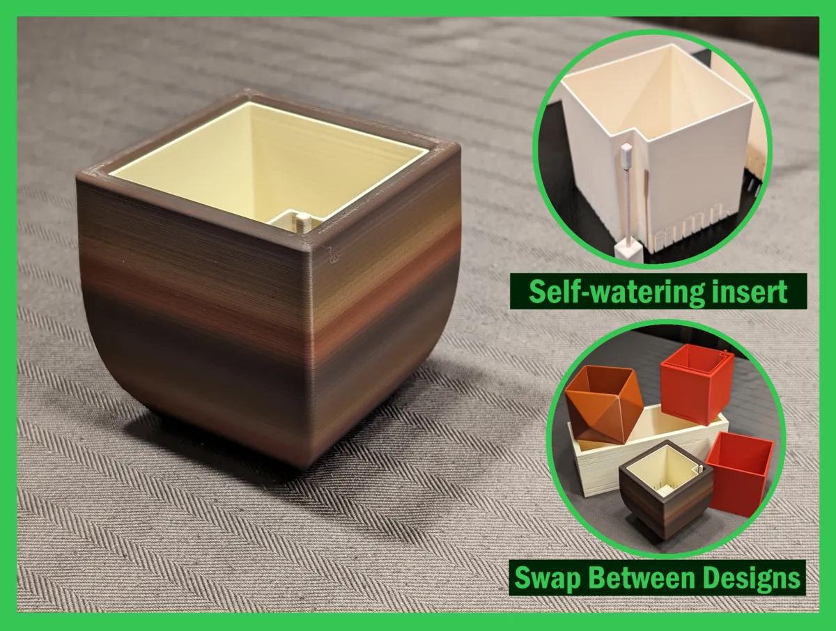 QUADRA Planter Bin Self Watering 3" / 75mm, photo 2 of 4 - Self-watering Planters, selfwateringplanter