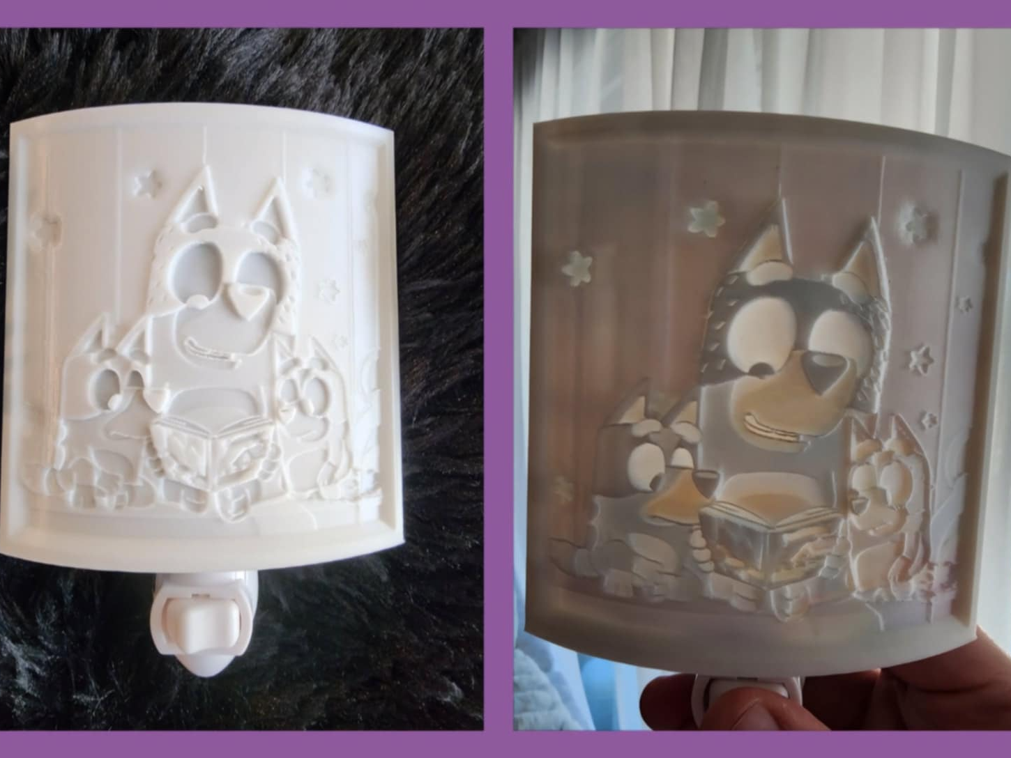 Bluey and Bingo Nightlight lithophane - Lithophane Lamps, in stock