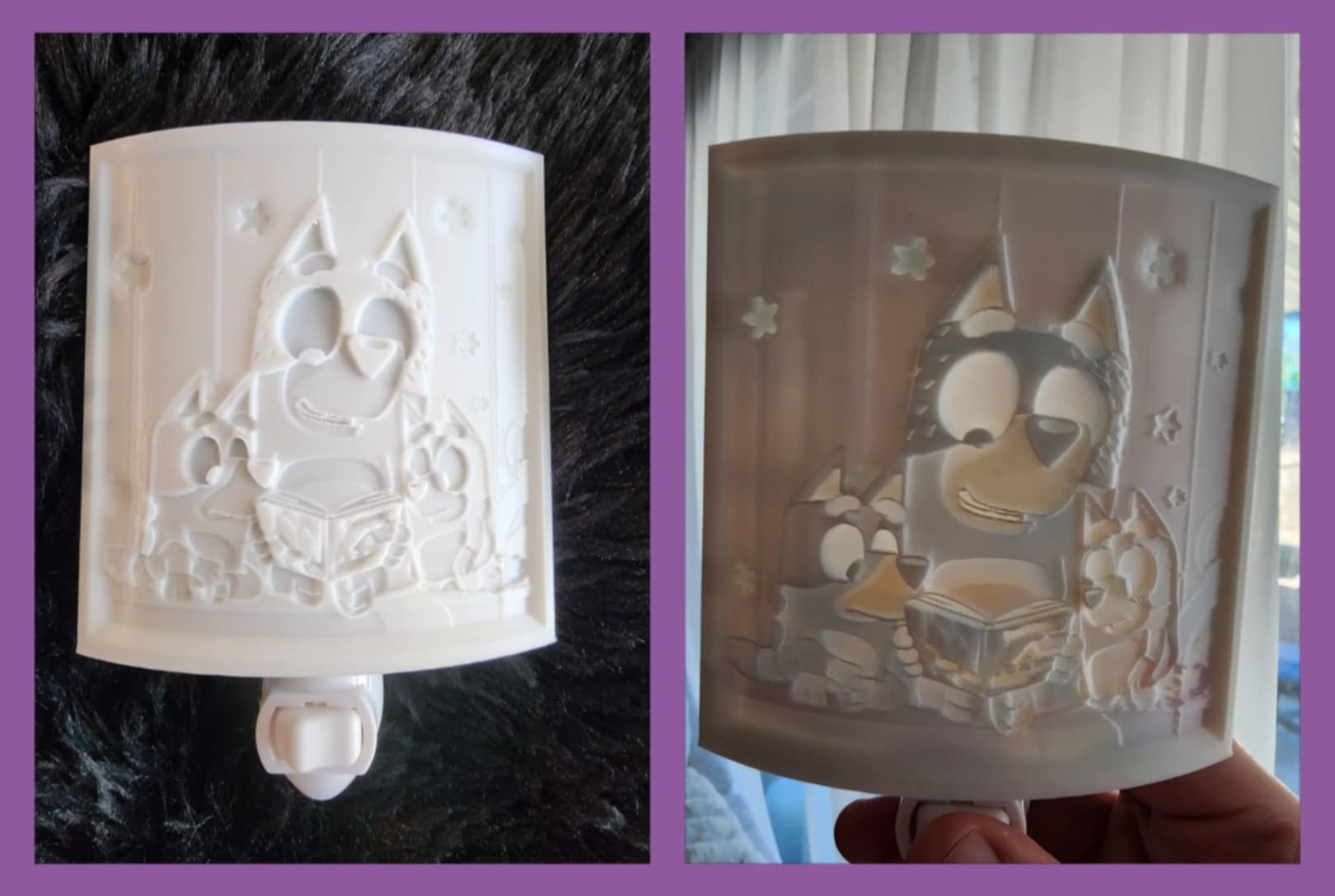 Bluey and Bingo Nightlight lithophane, photo 2 of 4 - Bluey and Bingo Nightlight lithophane Home Decor Items