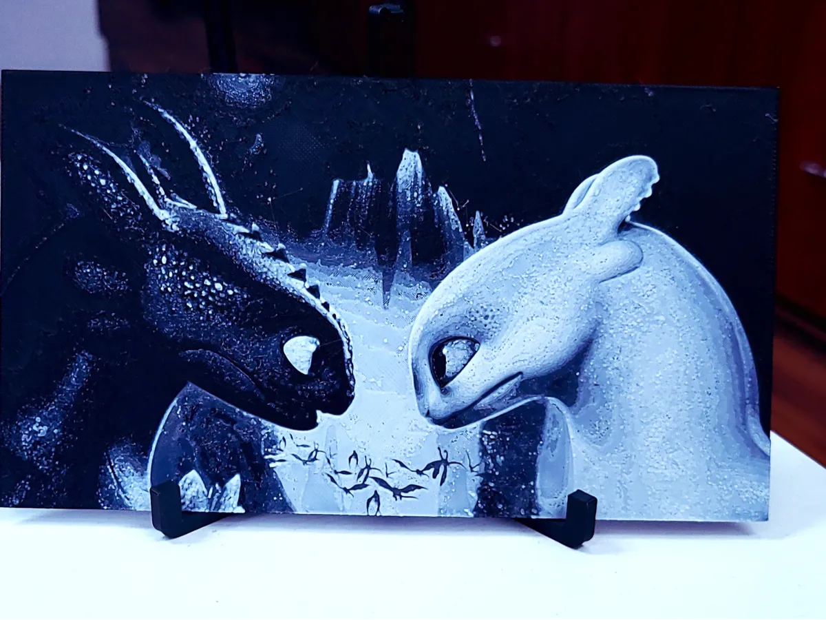 Toothless and Light Fury - Photo Art & Lithophanes, in stock in India