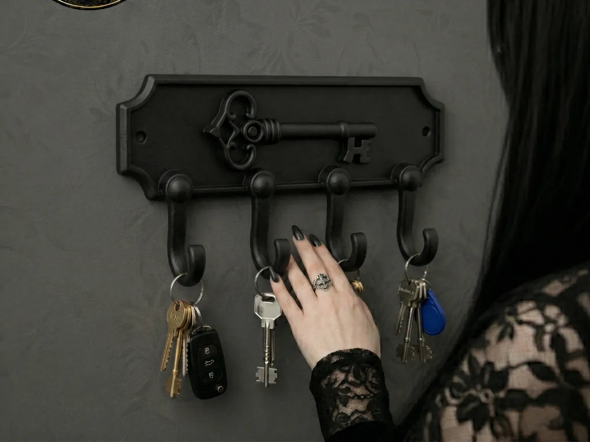 Gothic Key Wall Holder, Minimal Vintage Key