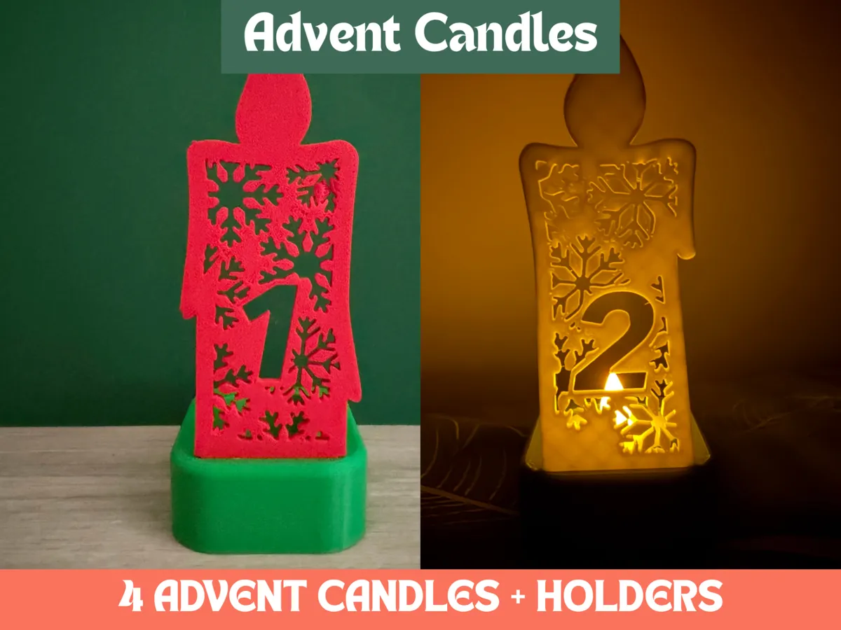 Advent Candles, 4 Numbered Snowflake Holders