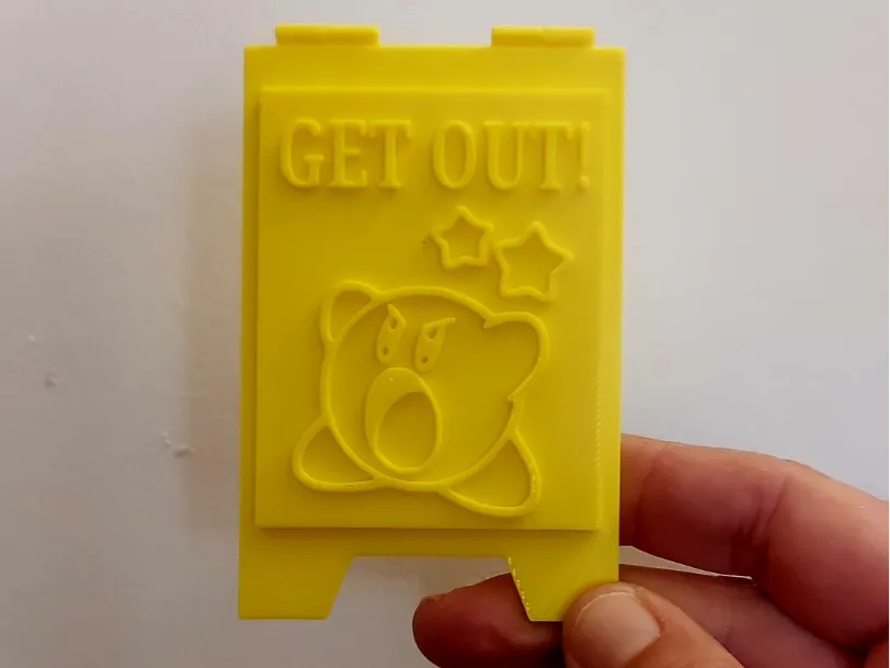 Kirby sign - get out! do not disturb
