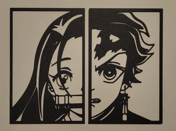 nezuko and tanjiro - anime - wall art