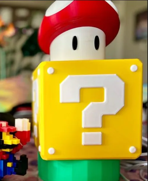 Mario Block Light with Mushroom, photo 2 of 4 - Mario Block Light with Mushroom Household