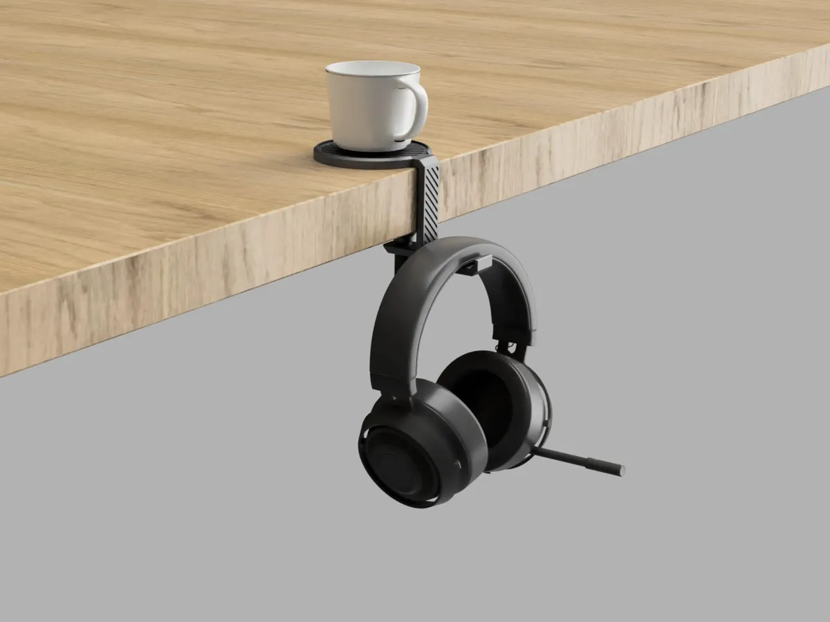 Industrial Headphone Holder With Coaster, photo 3 of 4 - Industrial Headphone Holder With Coaster Household