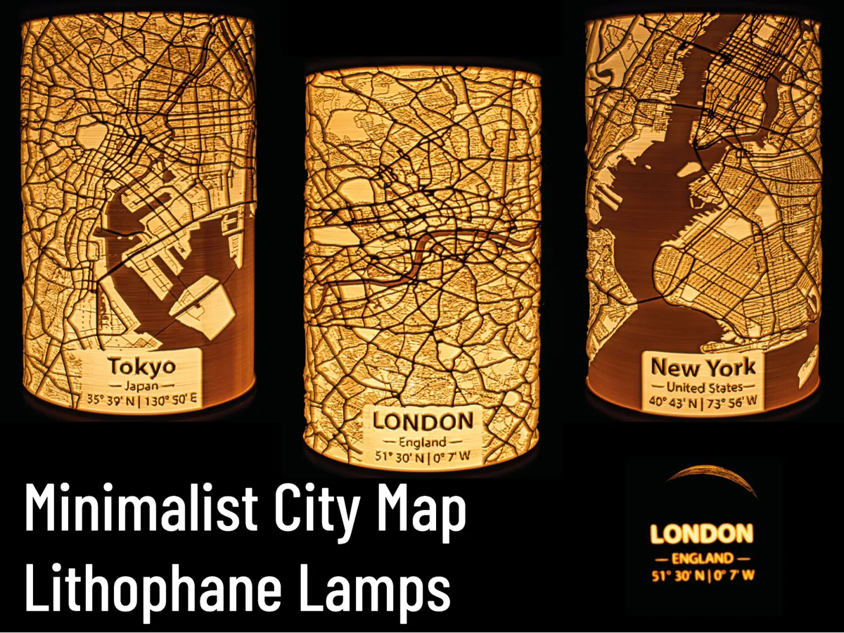 Minimalist City Map Lithophane Lamps
