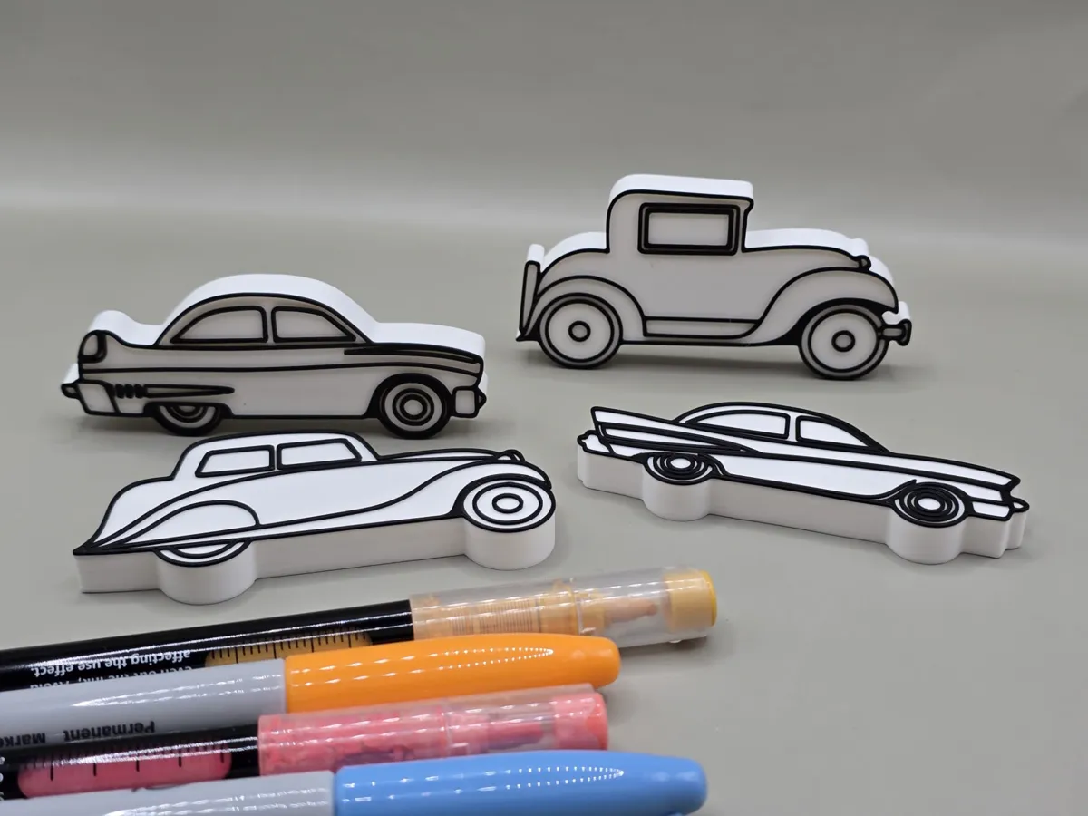 Vintage Car Coloring Stack Craft DIY Toy