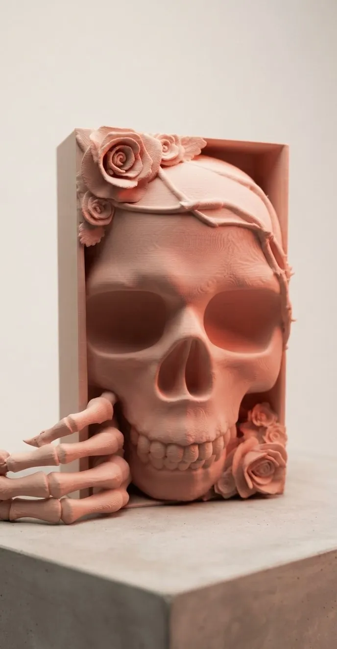 Skull & Roses Bookend, Gothic Book Holder, photo 3 of 3 - Skull & Roses Bookend, Gothic Book Holder Desk & Office