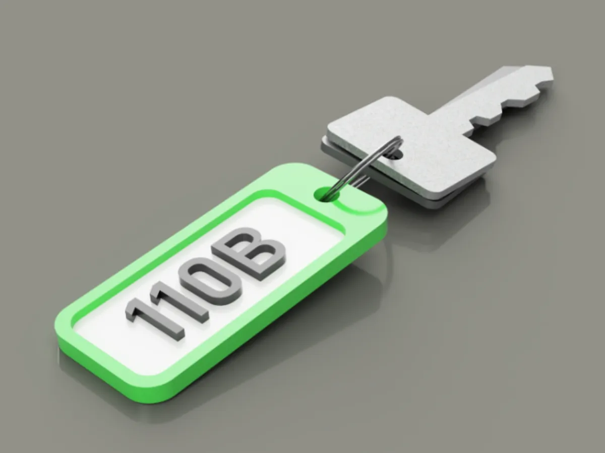 A key tag with your number on it