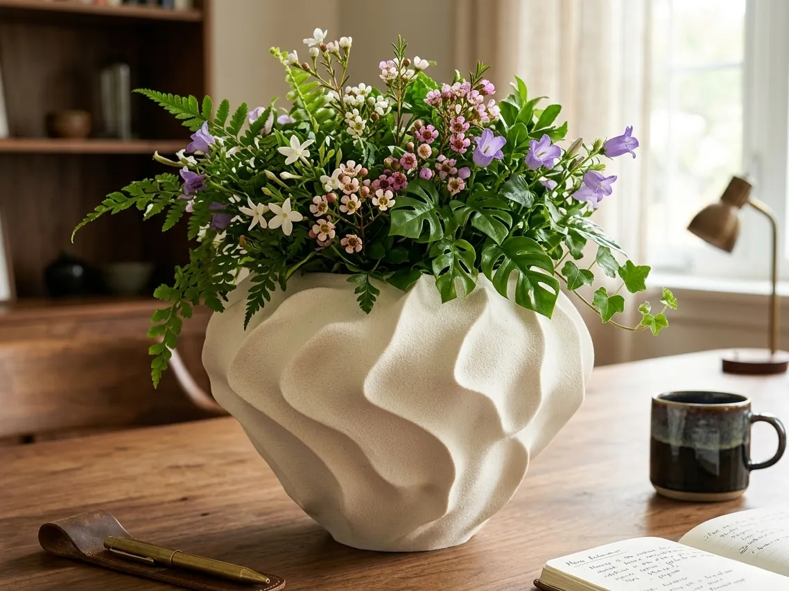 BloomShell Vase, Organic Wavy Flower Vase