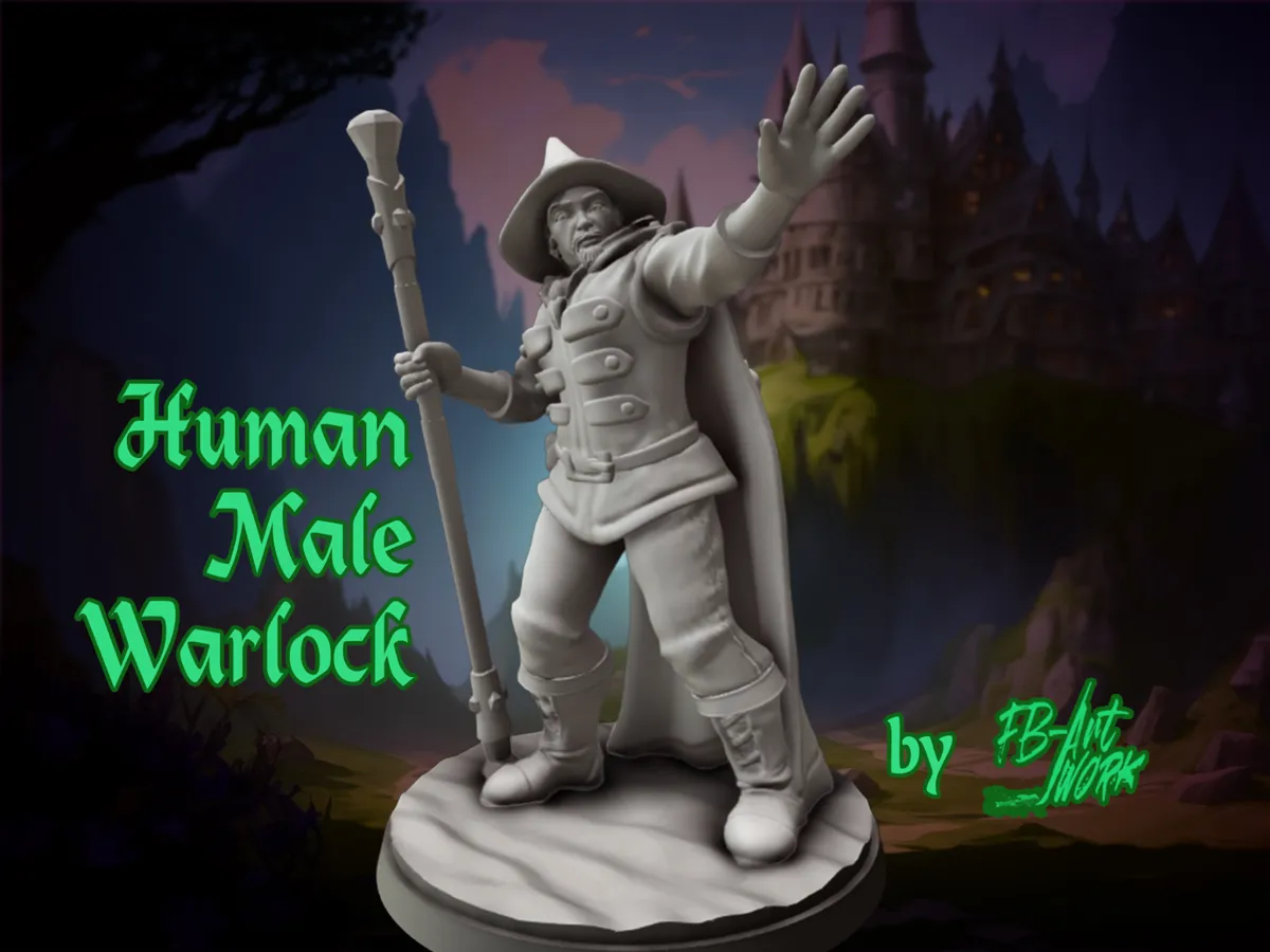 DnD miniature Human male Warlock