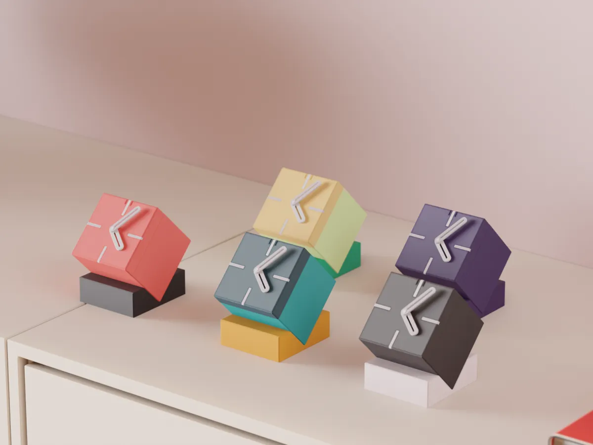 Desktop Clock. Modular Minimalist Cube Clock kit
