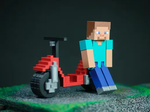 Minecraft Steve y su scooter