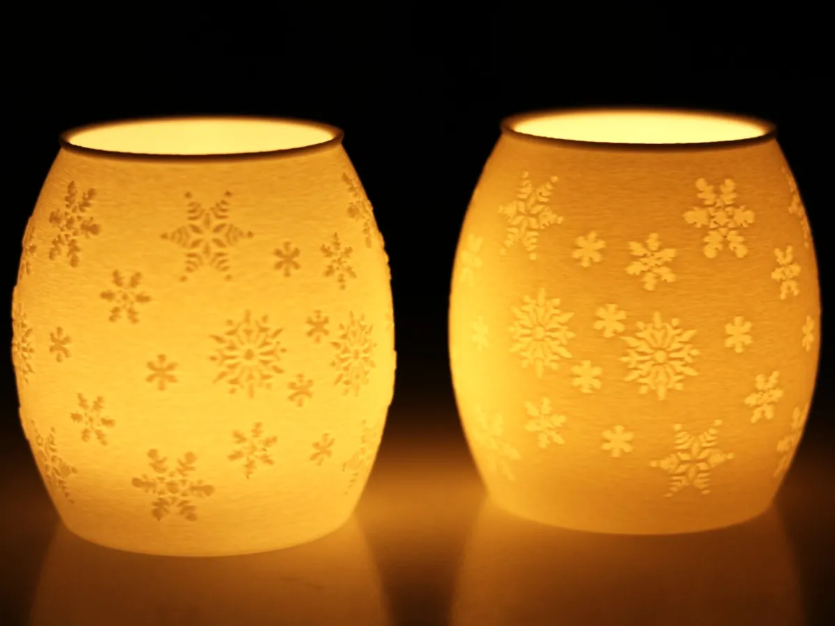 Snowflake Tealight Lithophane Lamp Set