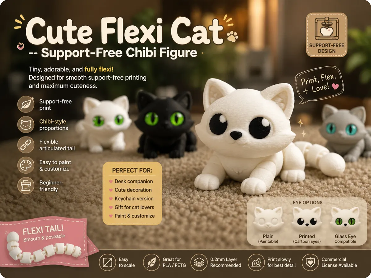 Cute Flexi Cat, Chibi Figure