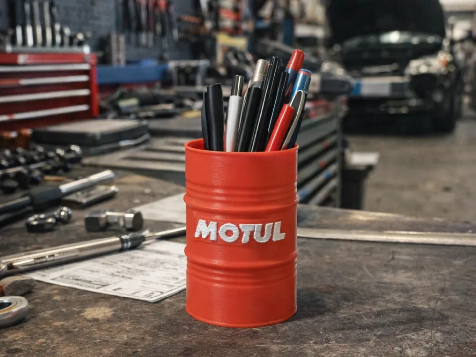 Oil Barrel Pen Holder, Garage Desk Organizer