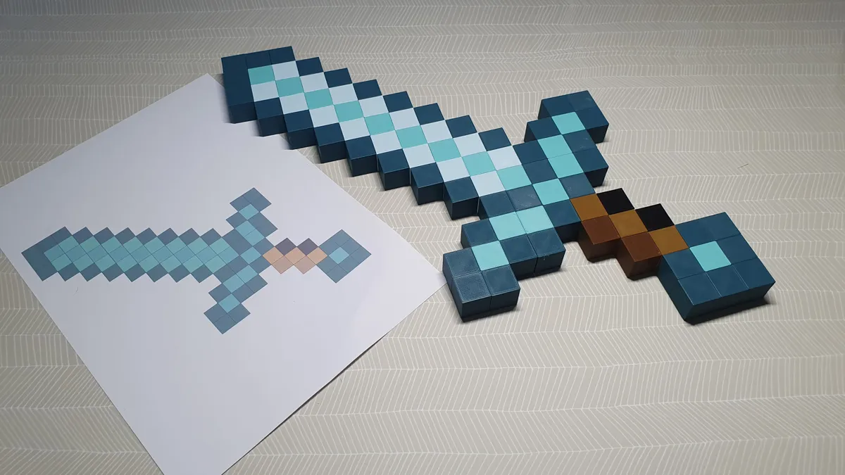 Minecraft Diamond Sword Pixel Prop