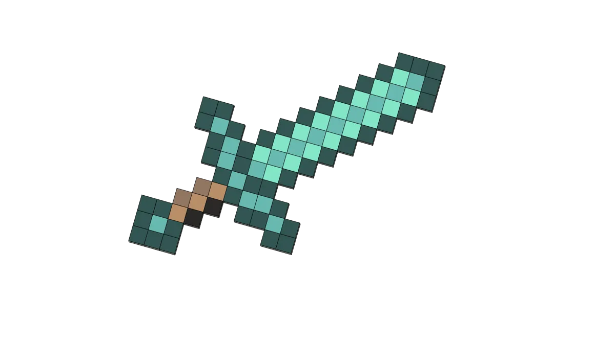 Minecraft Diamond Sword Pixel Prop, photo 3 of 3 - Minecraft Diamond Sword Pixel Prop Art