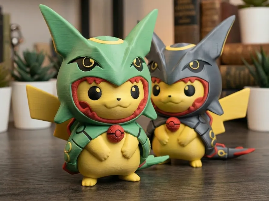 Pikachu Rayquaza Poncho, Multicolor Figure