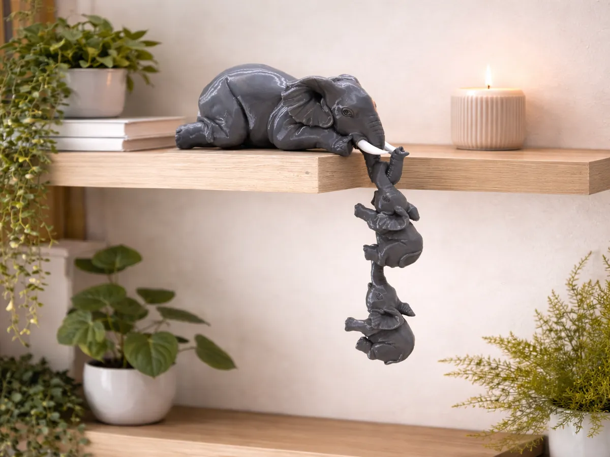 Hanging Elephant Family, Shelf Decor
