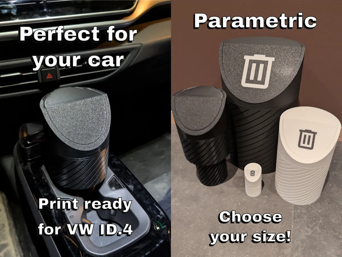 Parametric Flip-Top Thrash Can - Tesla & EV Interior Accessories, in stock