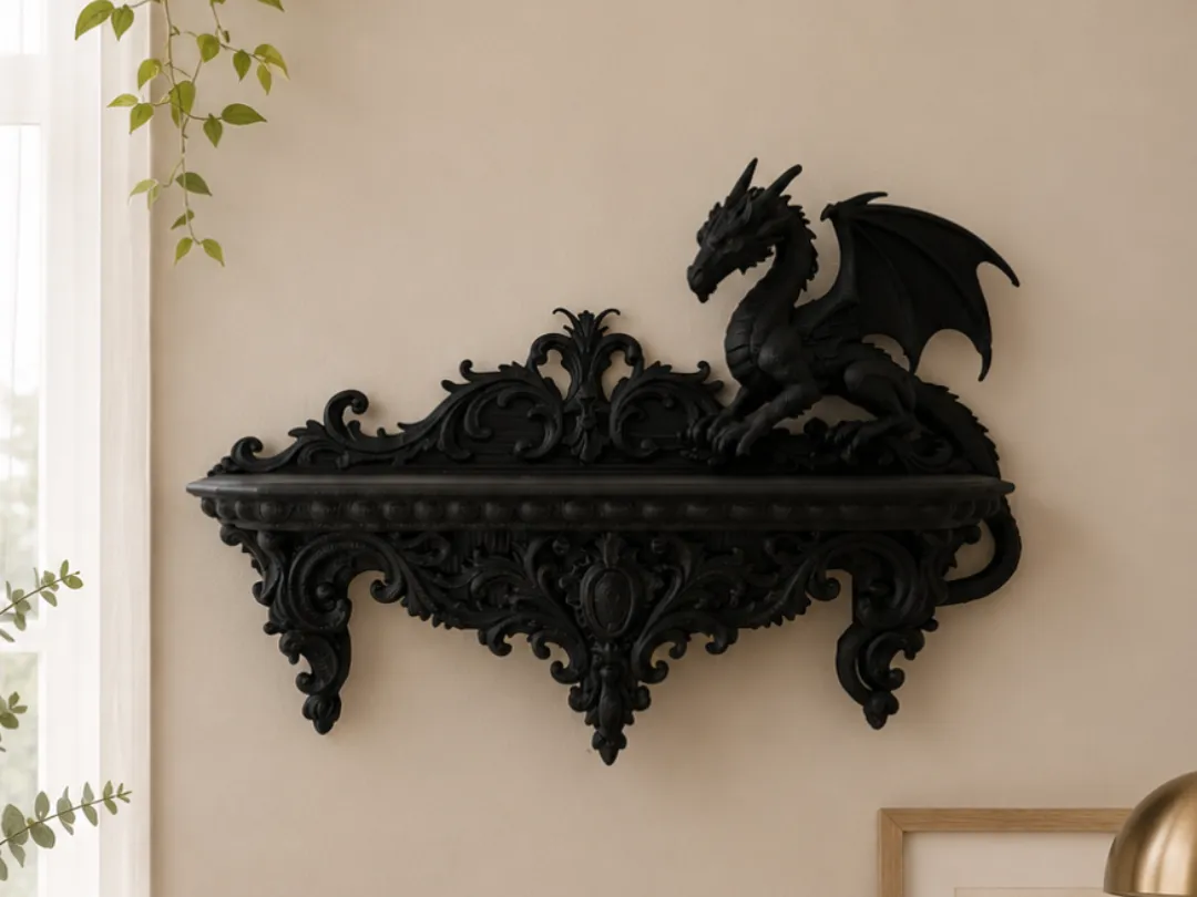Gothic Dragon Wall Shelf, Decorative Display Shelf - Display & Figure Shelves, in stock