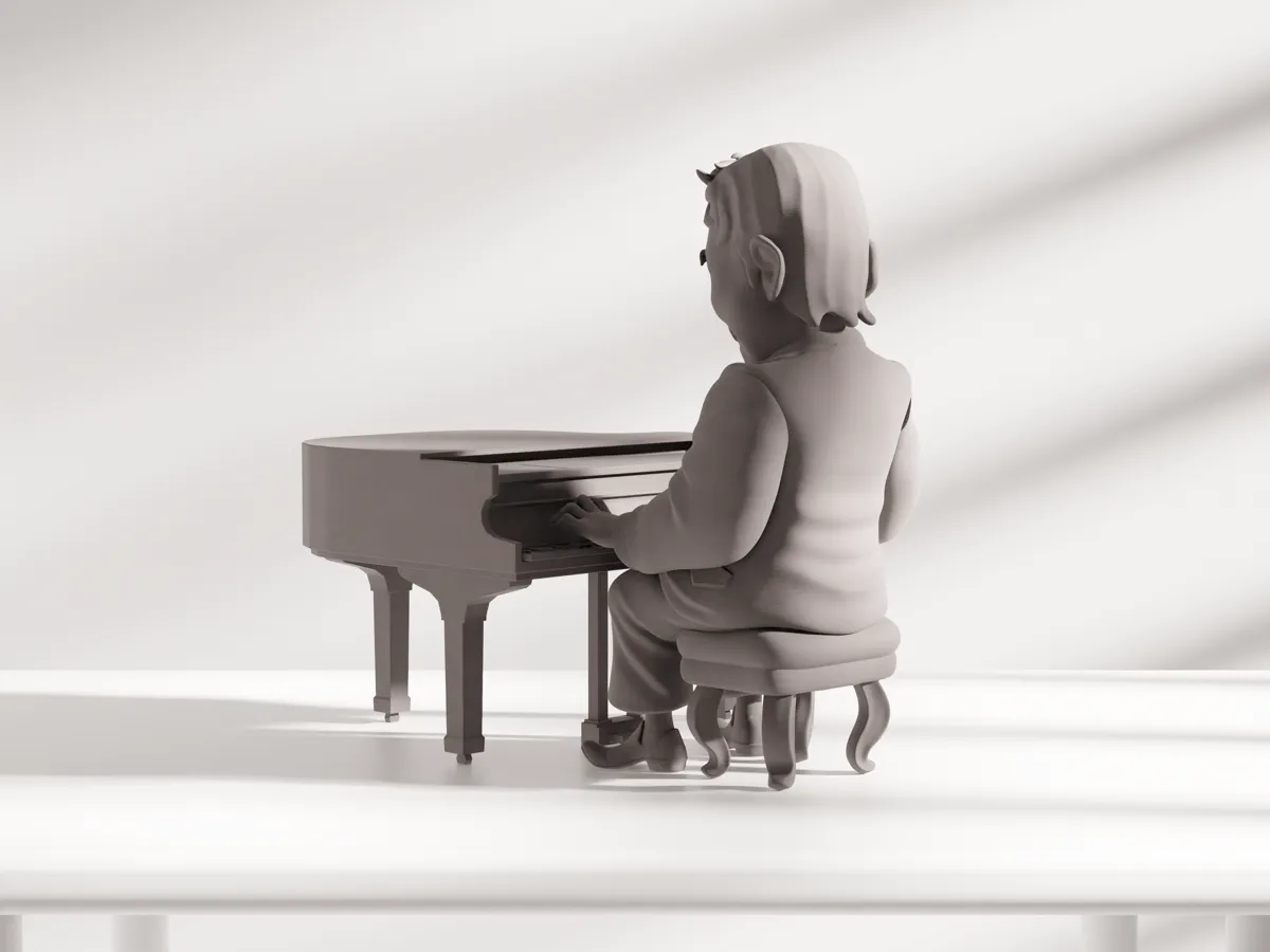 Elton John Chibi Figure at Piano, photo 4 of 4 - Elton John Chibi Figure at Piano Miniatures