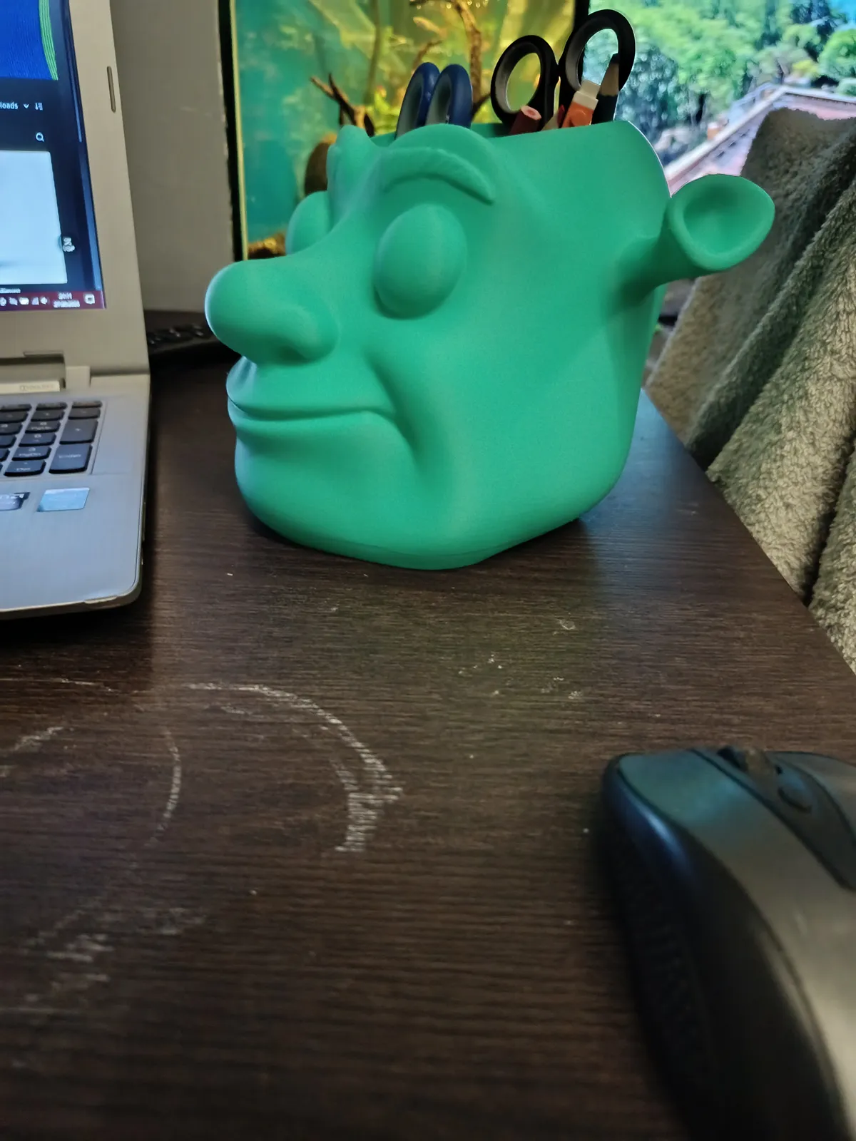 Shrek head pen holder, photo 2 of 3 - Shrek head pen holder Desk & Office