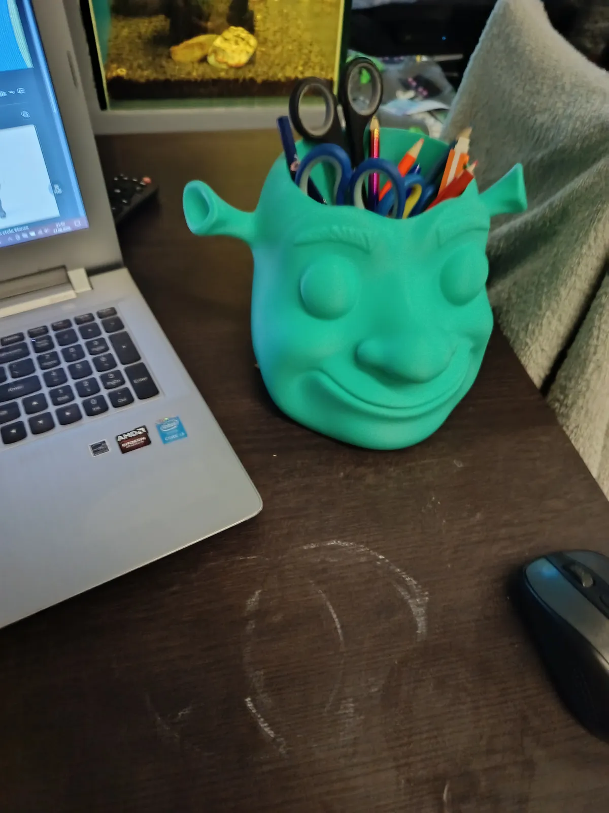 Shrek head pen holder, photo 3 of 3 - Shrek head pen holder Desk & Office
