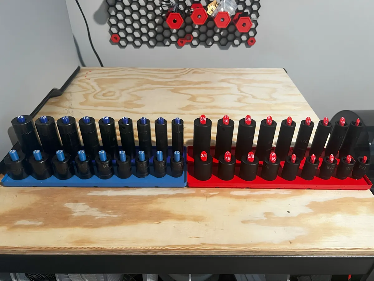 Gridfinity Peg Metric & SAE Socket Holders - 3/8"
