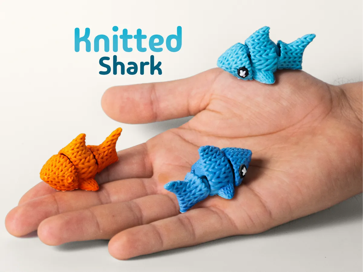 Mini Knitted Shark, Articulated & Keychain