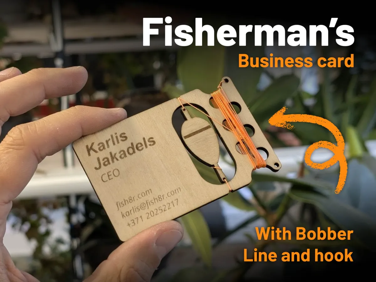 Fisherman’s Business Card, Laser-Cut Fishing Kit