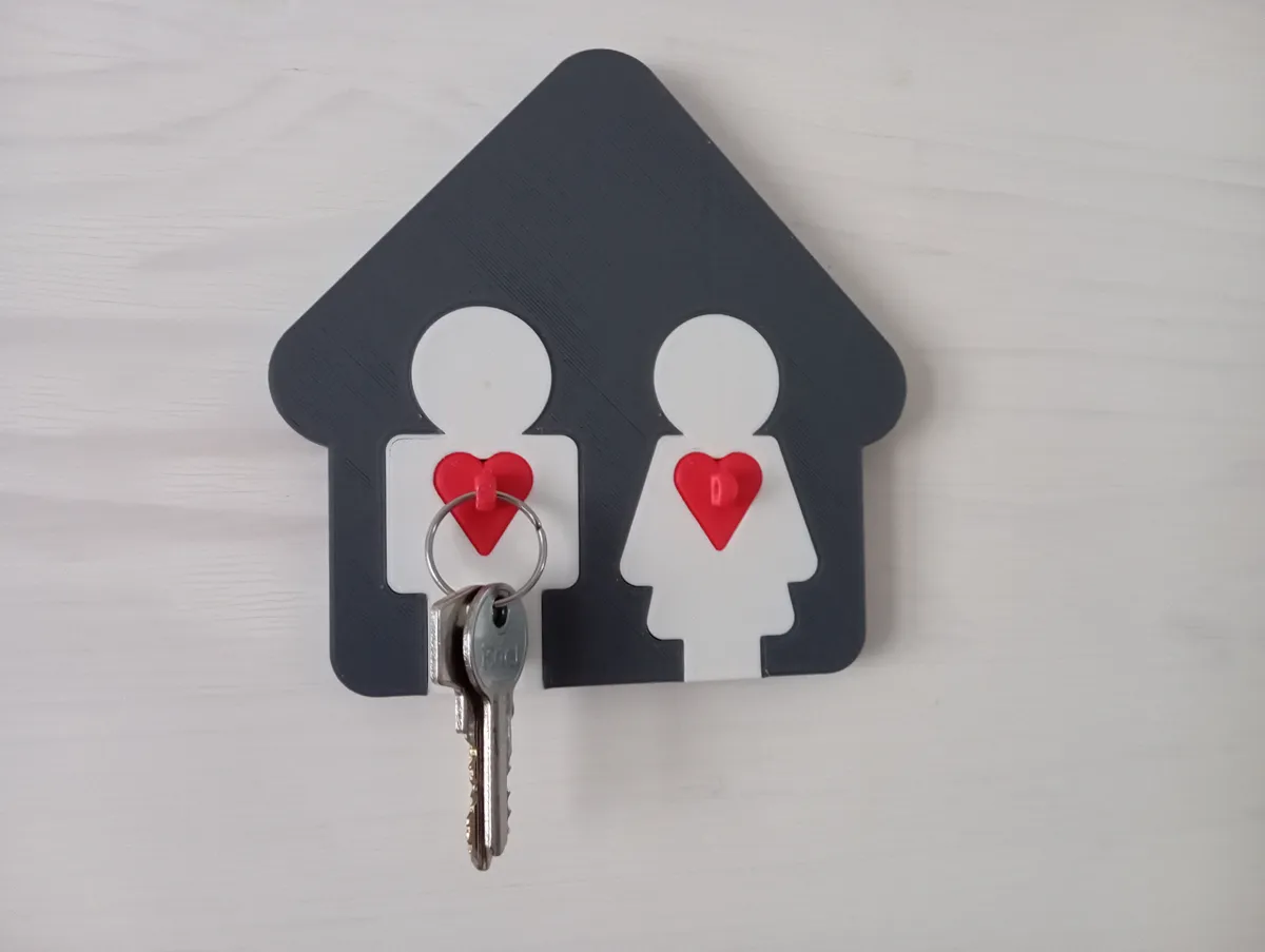 Couple key hanger with hearts, photo 2 of 4 - Couple key hanger with hearts Storage & Organisation