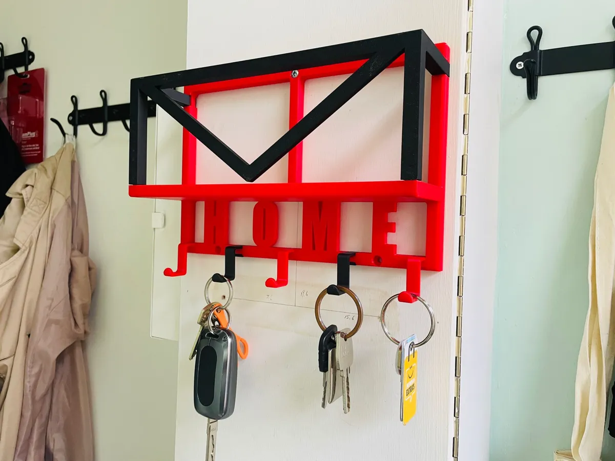 Modern Wall Hook Rack with Mail Organizer v2, photo 3 of 4 - Modern Wall Hook Rack with Mail Organizer v2 Desk & Office
