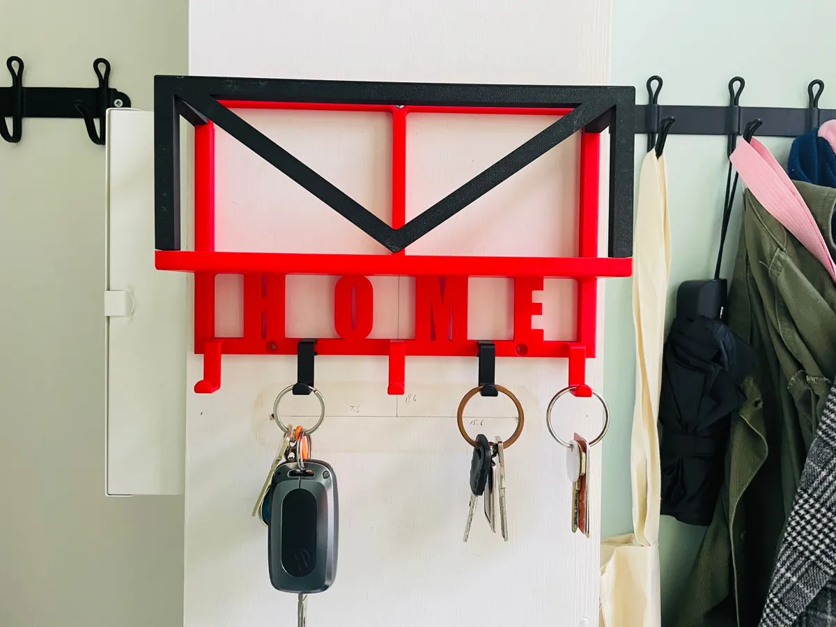 Modern Wall Hook Rack with Mail Organizer v2, photo 4 of 4 - Modern Wall Hook Rack with Mail Organizer v2 Desk & Office