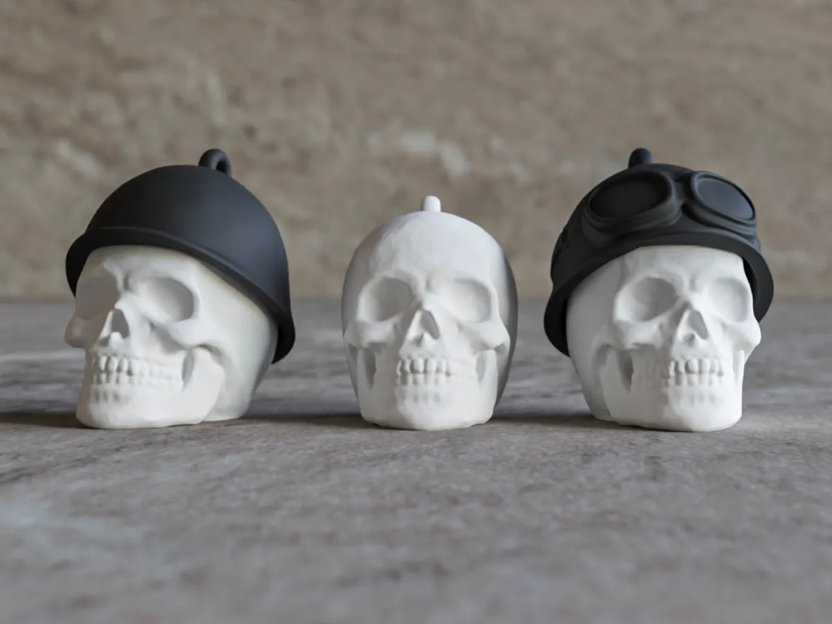 Motorcycle Skull Keychain